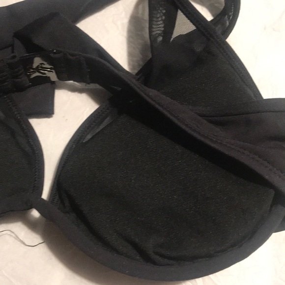 NWT Kenneth Cole Halter Underwire Bra Swim Bikini Top Small Black - Picture 10 of 11